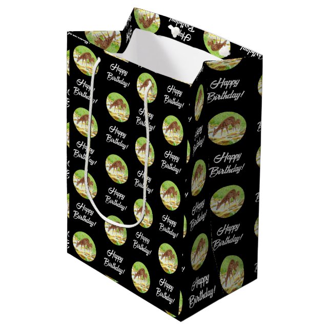 Doe and Fawn Black Medium Gift Bag (Front Angled)