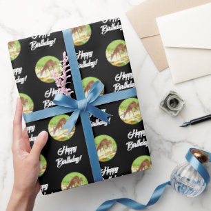 Doe and Fawn Black Wrapping Paper
