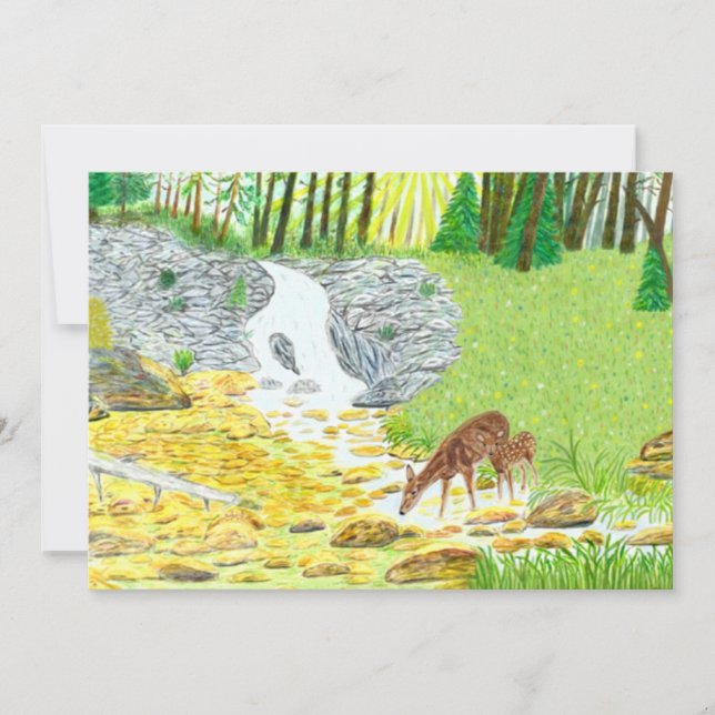 Doe and Fawn Flat Card (Front)