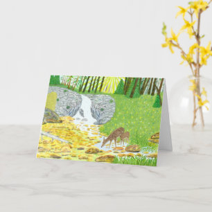 Doe and Fawn Folded Greeting Card