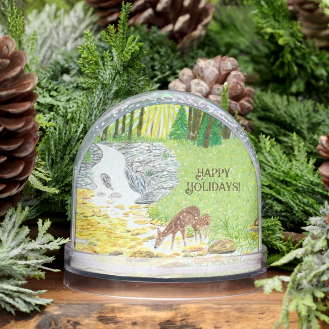 Doe and Fawn Glossy Snowglobe (Winter)