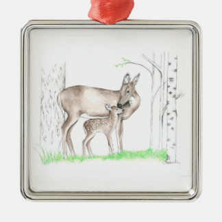 Doe and Fawn Metal Tree Decoration