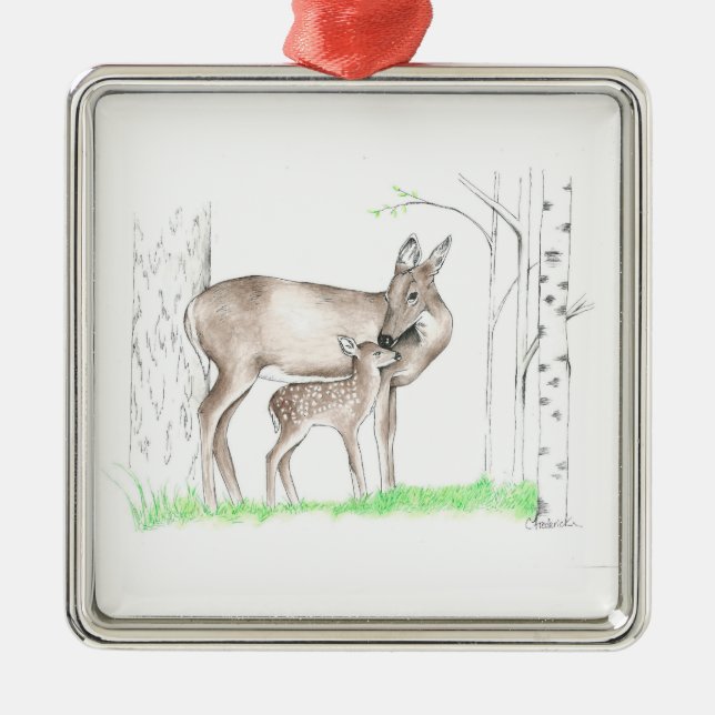 Doe and Fawn Metal Tree Decoration (Front)