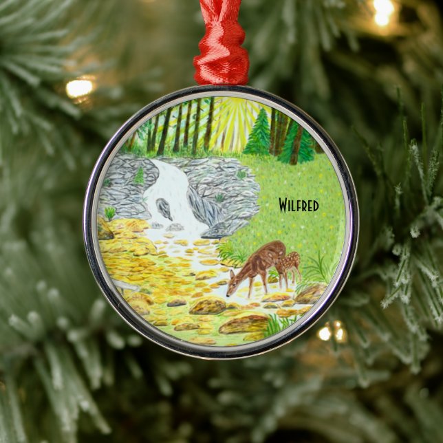 Doe and Fawn Metal Tree Decoration (Tree)