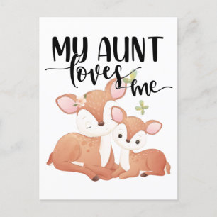 Doe and Fawn My Aunt Loves Me Postcard