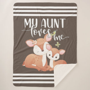 Doe and Fawn My Aunt Loves Me Sherpa Blanket
