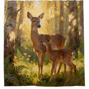 Doe and Fawn Shower Curtain