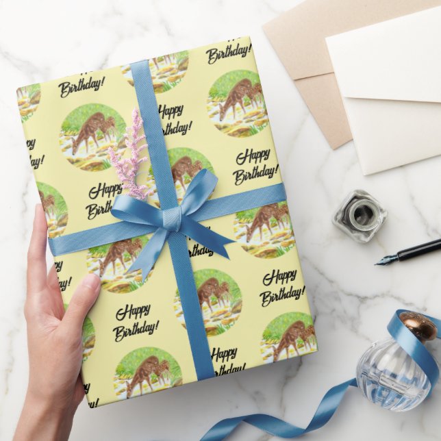 Doe and Fawn Yellow Wrapping Paper (Gifting)