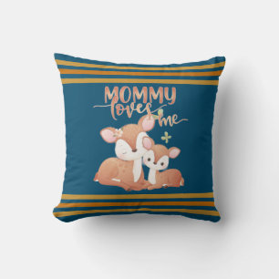 Doe Deer and Fawn Mommy Loves Me Cushion