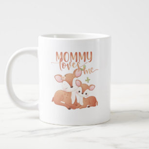 Doe Deer and Fawn Mommy Loves Me Large Coffee Mug