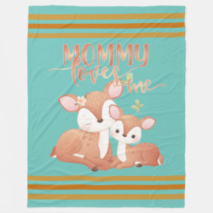 Doe Deer and Fawn Mummy Loves Me Fleece Blanket