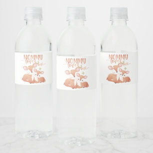 Doe Deer and Fawn Mummy Loves Me Water Bottle Label
