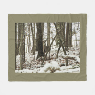 Doe Deer in the Snow Fleece Blanket