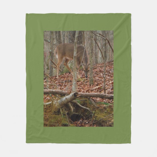Doe Deer in the trees Fleece Blanket (Front)