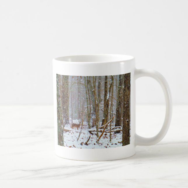 Doe in the snow, Deer in Lake Arrowhead Coffee Mug (Right)