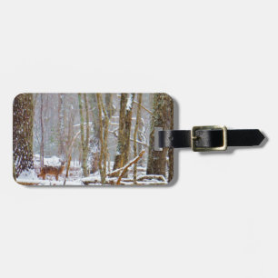 Doe in the snow, Deer in Lake Arrowhead Luggage Tag