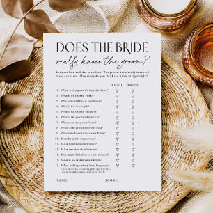 Does Bride Know the Groom? Shower Activity Card