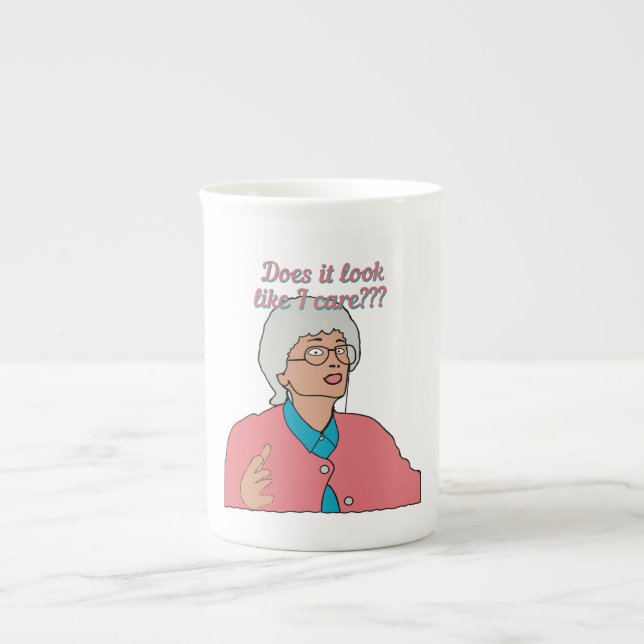 Does it look like I care? Bone China Mug (Front)