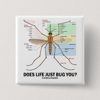 Does Life Just Bug You? (Mosquito Anatomy) 15 Cm Square Badge