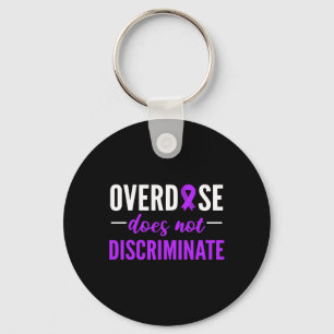 Does Not Discriminate Purple Ribbon Design Quote Key Ring