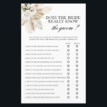 Does the Bride really know the groom? bridal game<br><div class="desc">Boho Does the Bride really know the groom? bridal shower game card</div>