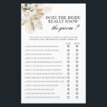Does the Bride really know the groom? bridal game<br><div class="desc">Boho Does the Bride really know the groom? bridal shower game card</div>