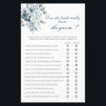 Does the Bride really know the groom? bridal game<br><div class="desc">Foral Does the Bride really know the groom? bridal shower game card</div>