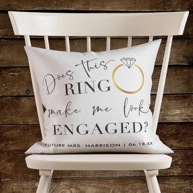 DOES THIS RING Make Me Look Engaged Photo Script Cushion (Creator Uploaded)