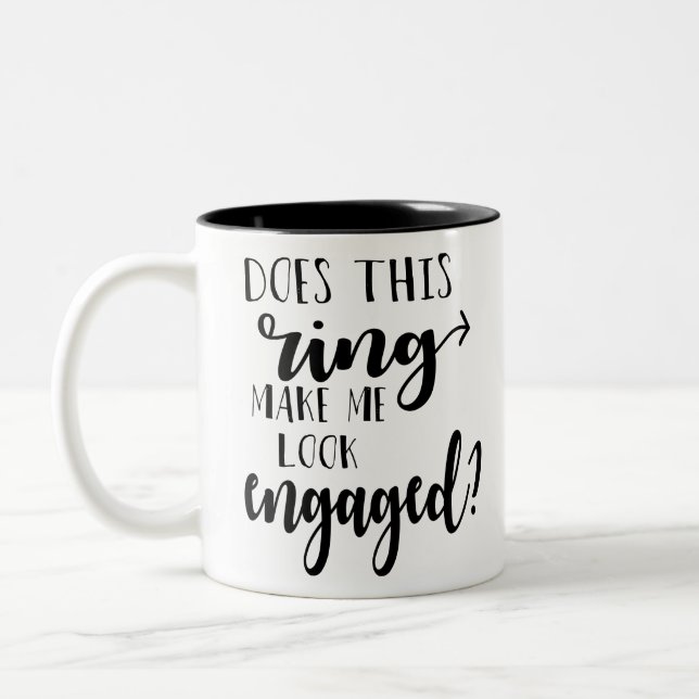 Does this ring make me look engaged Two-Tone coffee mug (Left)