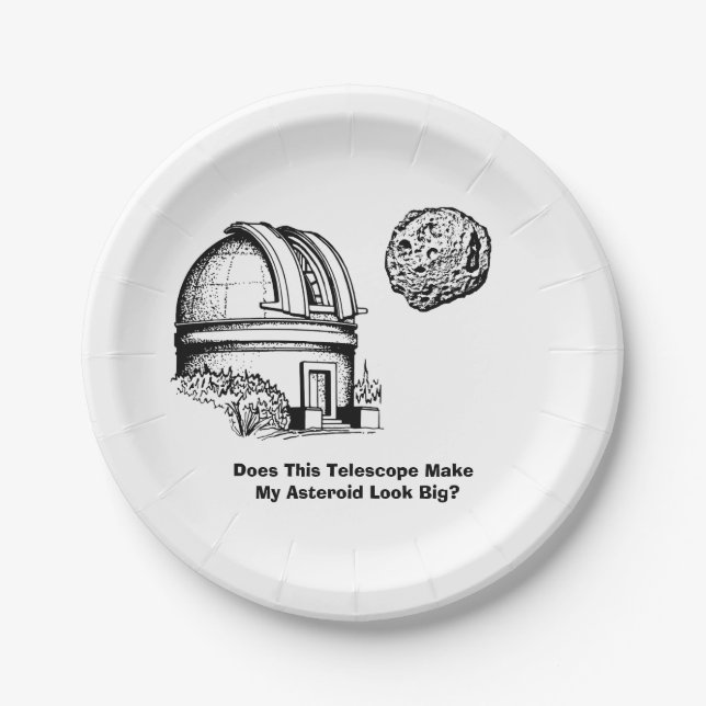 Does This Telescope Make My Asteroid Look Big? Paper Plate (Front)