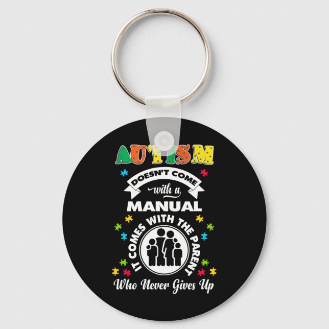 Doesnt Come With A Manual Puzzle Cool Autism Aware Key Ring (Front)