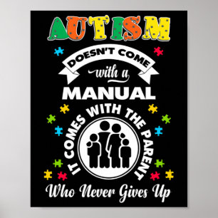 Doesnt Come With A Manual Puzzle Cool Autism Aware Poster