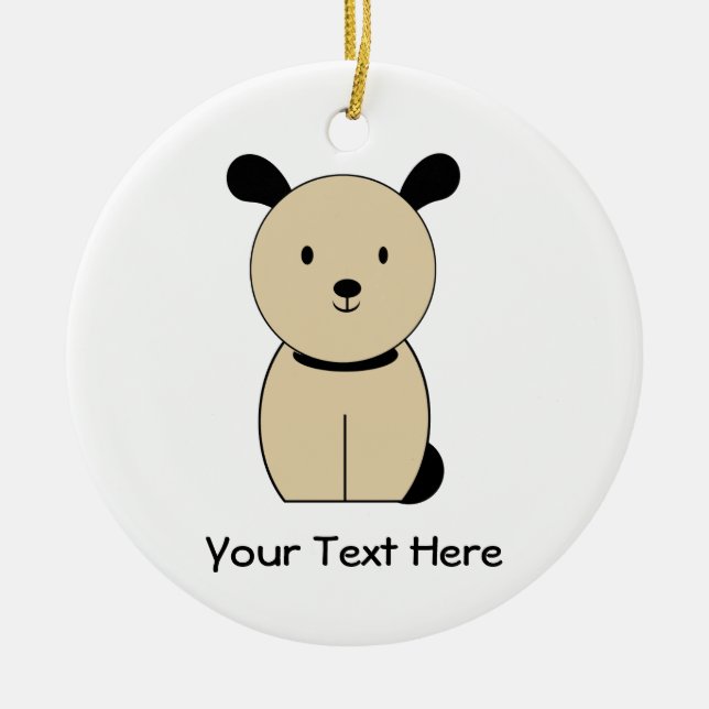 Dog2 (customisable) ceramic tree decoration (Front)