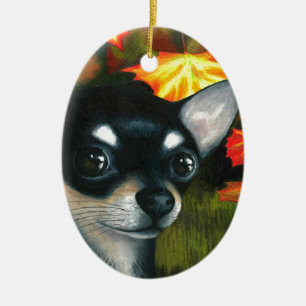 Dog 101 black Chihuahua Ceramic Tree Decoration