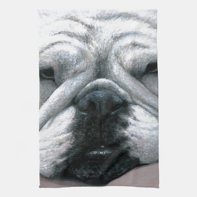 Dog 118 English Bulldog Tea Towel (Vertical)