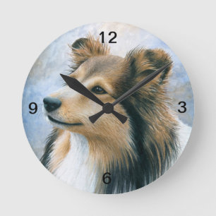 Dog 122 Sheltie Collie Round Clock