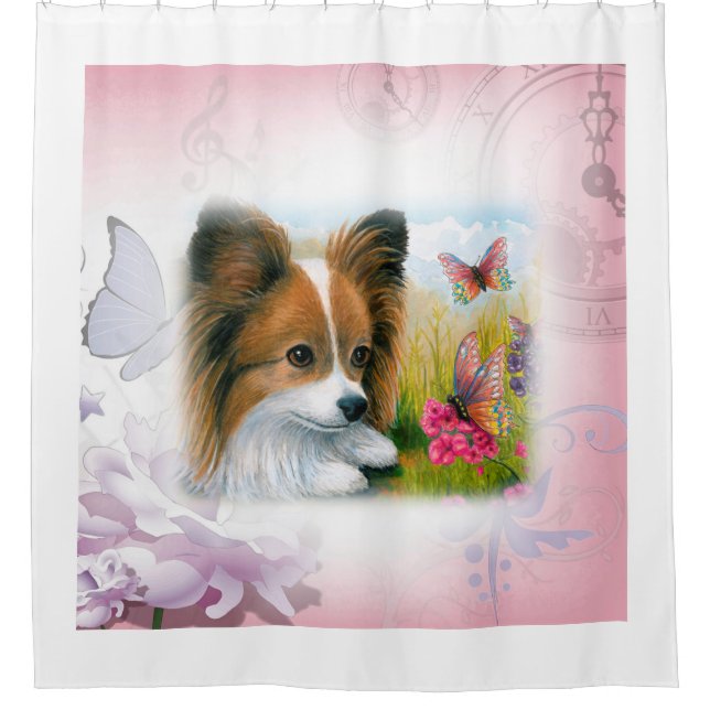 Dog 123 Papillon Shower Curtain (Front)
