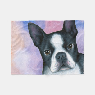 Dog 128 Boston Terrier Fleece Blanket