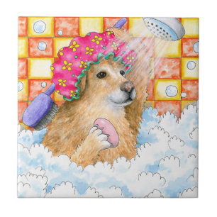 Dog 129 Golden retriever Tile