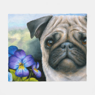 Dog 133 Pug Fleece Blanket