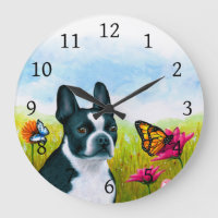 Dog 134 Boston Terrier butterfly flower