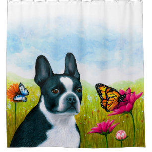 Dog 134 Boston Terrier Shower Curtain