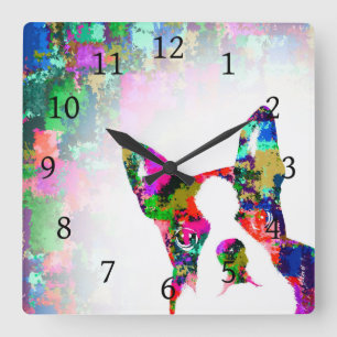 Dog 135 Boston Terrier Square Wall Clock