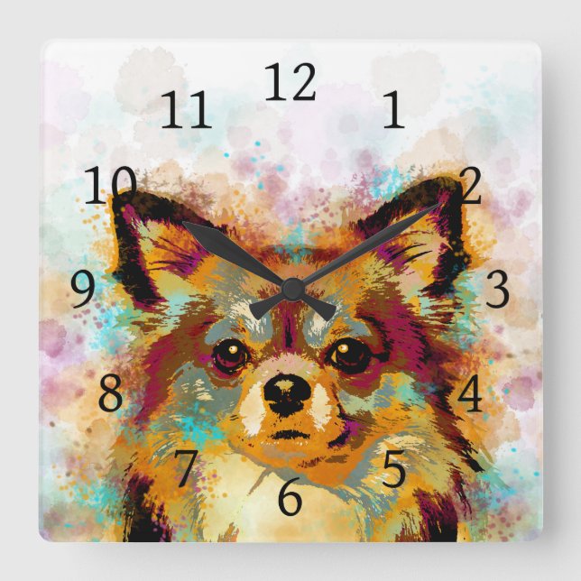 Dog 141 Chihuahua Square Wall Clock (Front)