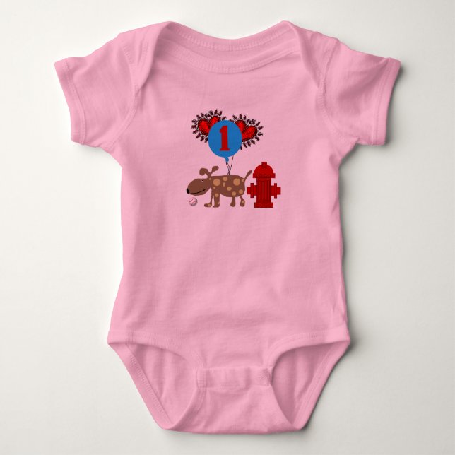 Dog 1st Birthday Baby Bodysuit (Front)