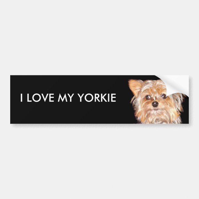 Dog 4, I LOVE MY YORKIE, Bumper Sticker (Front)