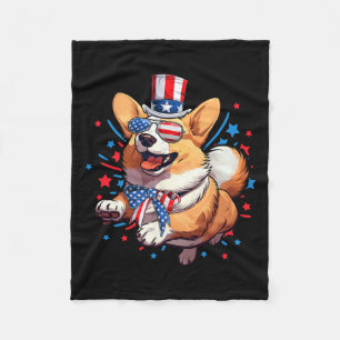 Dog 4th Of July American Usa Flag Patriotic Funny Fleece Blanket