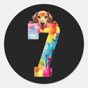Dog 7 Years Dachshund Birthday Classic Round Sticker