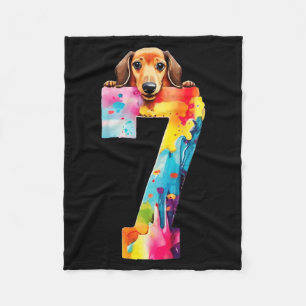Dog 7 Years Dachshund Birthday Fleece Blanket