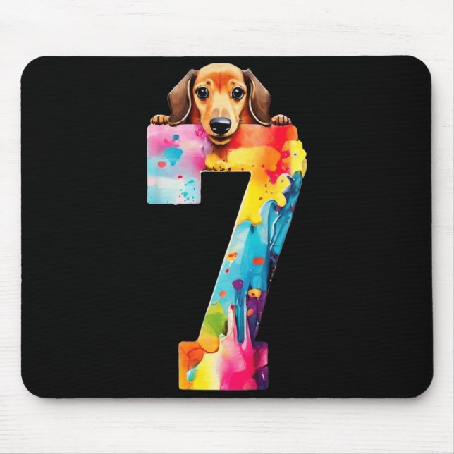 Dog 7 Years Dachshund Birthday Mouse Mat (Front)